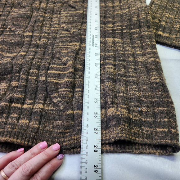 Vintage Express Size XL Mens Wool Blend Textured Collared Zip Up Sweater Brown - Picture 10 of 10